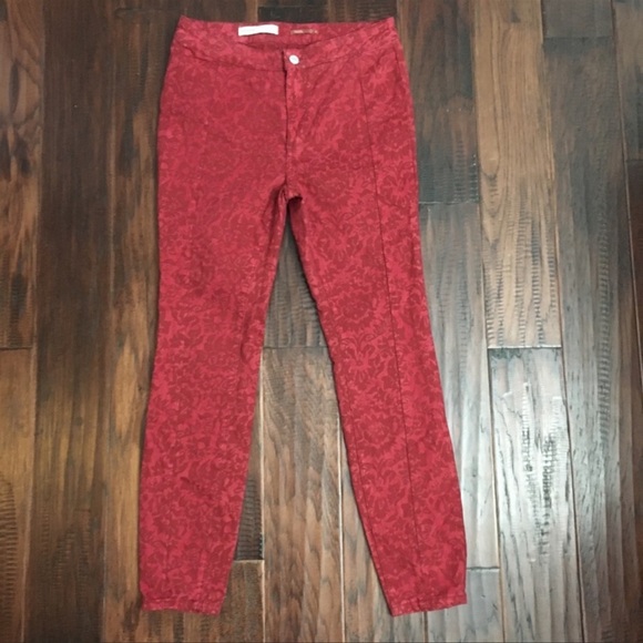 Anthropologie  Pilcro Flocked High-Rise Leggings size 28 raspberry colo - Picture 15 of 16